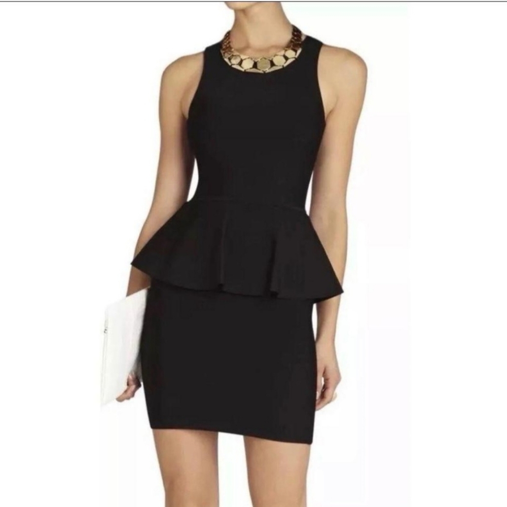 Bcbgmaxazria Francis Black Dress with Peplum XS NWT